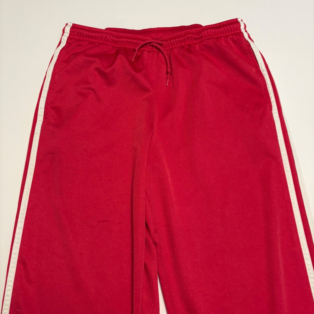 Adidas Track Pants Women Size M Red 3-Stripe Cropped Athletic Joggers 0610